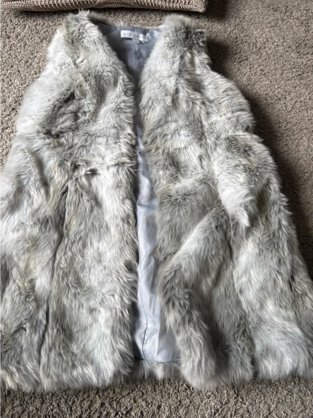 New York & Company Gray Faux Fur Sleeveless Vest